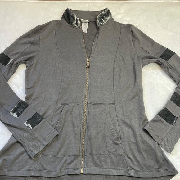 Mind Set by XCVI Full Zip Sweatshirt Jacket Women's Size Medium Lightweight Gray - Picture 6 of 9